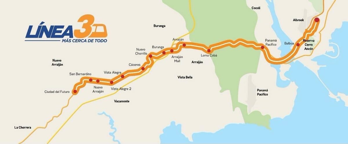 Trazado linea 3 del metro de Panamá