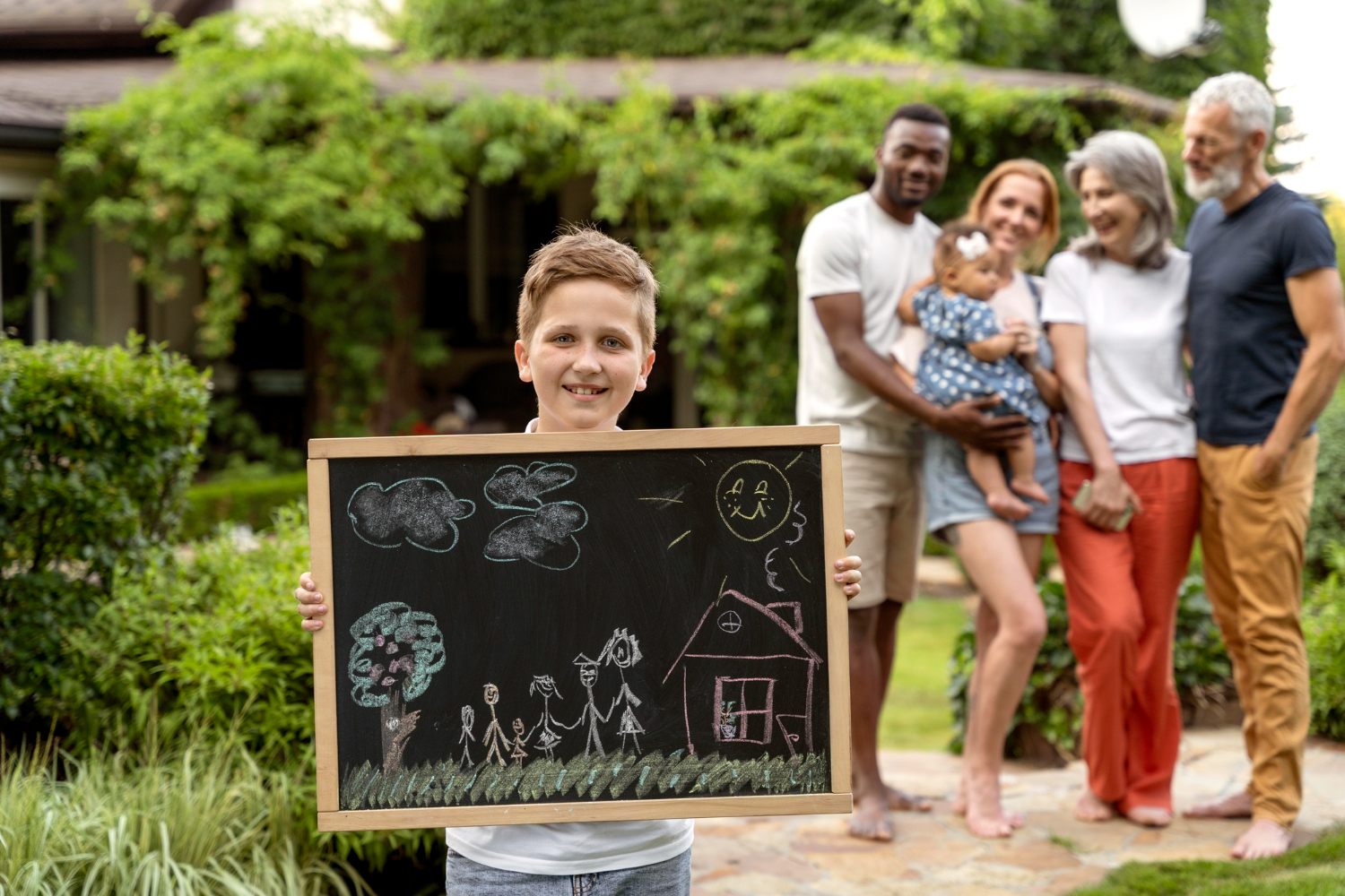 Familia compartiendo un espacio en un urbanismo en Panamá