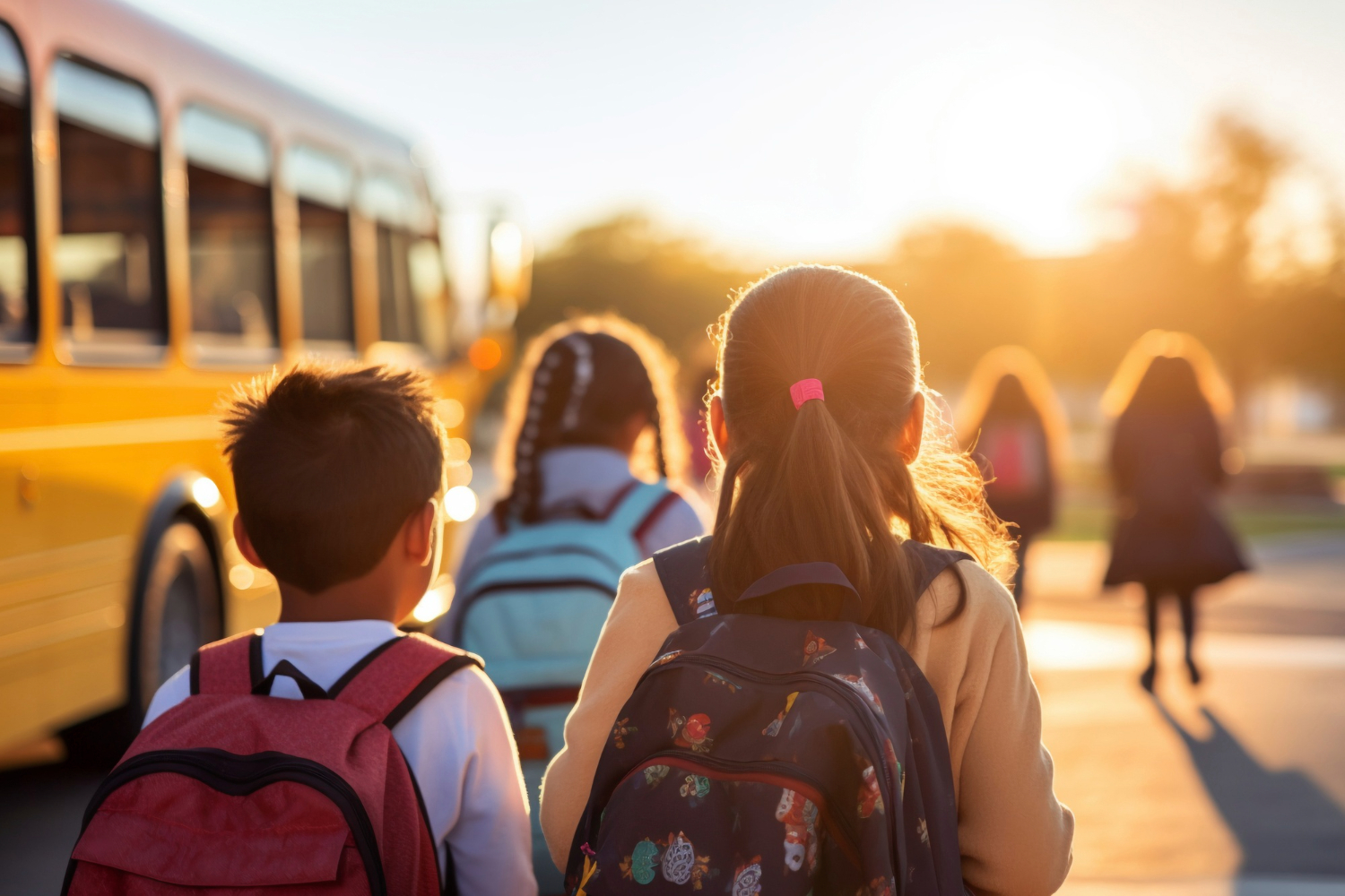 Niños en transporte escolar